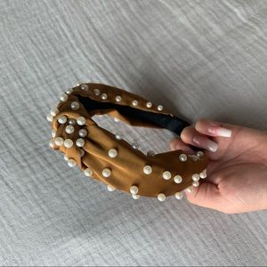 🔥 Deep Gold Brown Pearl Headband